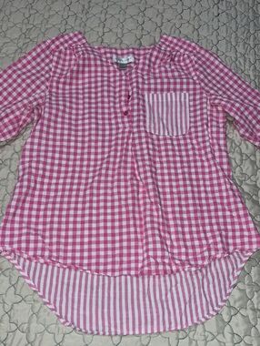 Christopher & Banks Pink Gingham Button-Front Tunic